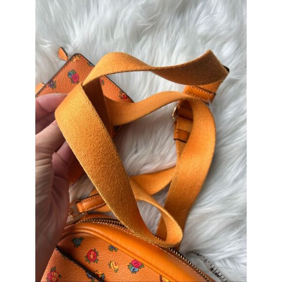 Coach Mini Jamie Camera Bag w Mini Vintage Rose Print IM/Light Orange w wallet - Picture 7 of 11